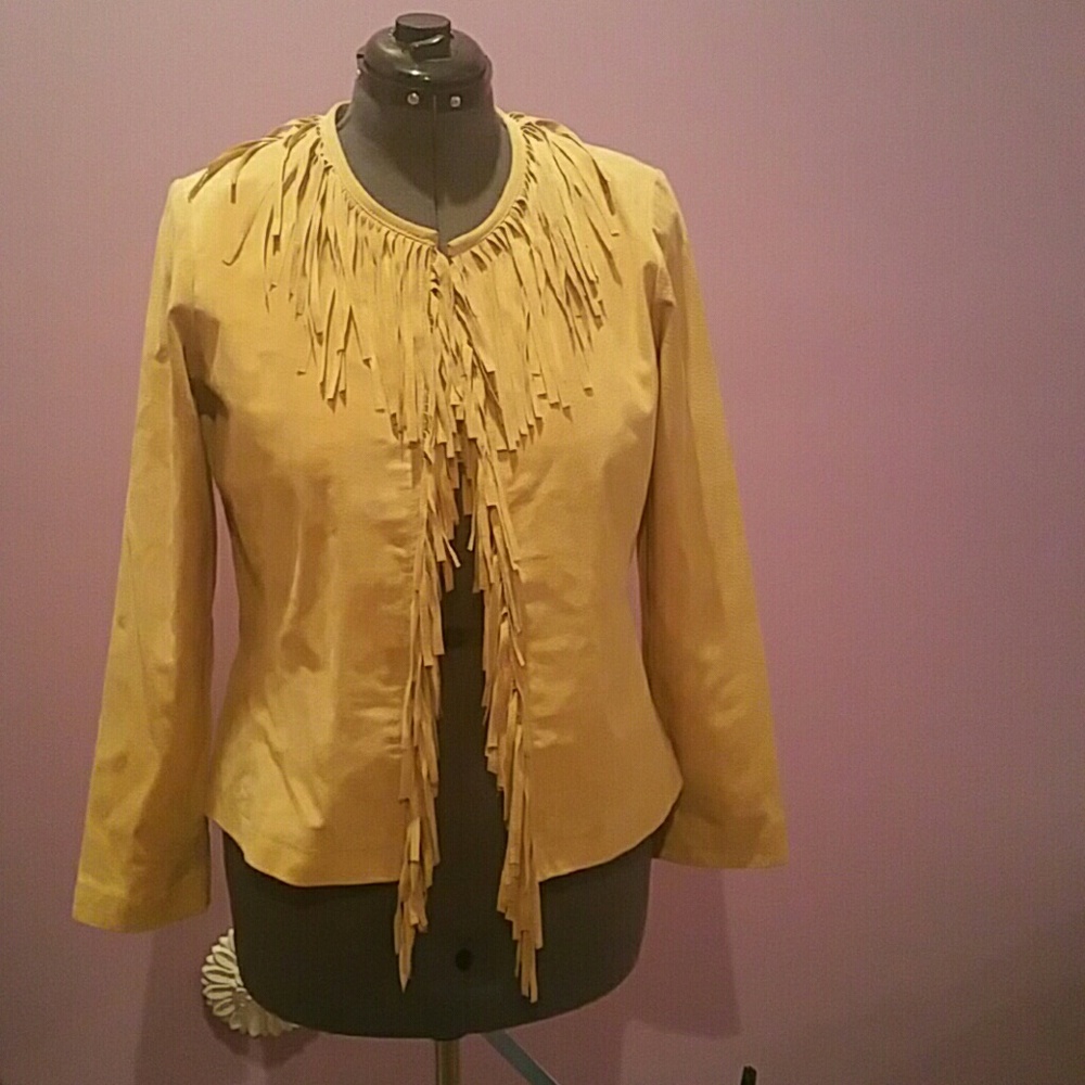 Leather fringed jacket